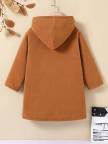 SHEIN 男小童翻蓋口袋連帽搖粒絨外套