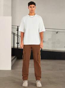 Manfinity VCAY Men Flap Pocket Side Cargo Pants - Brown - View 6