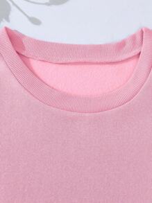 SHEIN EZwear Plus Slogan Graphic Thermal Lined Sweatshirt - Baby Pink - View 3