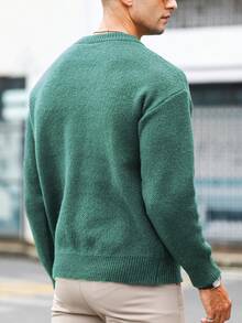 Manfinity LEGND Lỏng lẻo phù hợp Nam Thêu Chữ Thả vai Áo len - Màu xanh Bạc hà - Xem 2