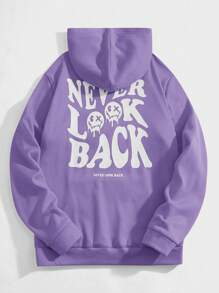 Manfinity RebelGame 男士標語圖案加絨內裏連帽衫 - 紫色 - 查看 3