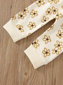 嬰兒女孩花卉印花連帽衫和運動長褲 - 彩色 - 查看 4