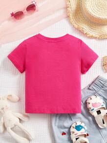 Baby Girl Slogan Graphic Tee - Hot Pink - View 2