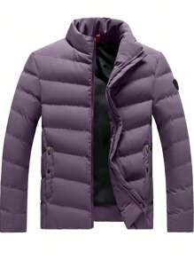 Manfinity Homme Men's Loose Fit Zip Up Padded Coat - Purple - View 1