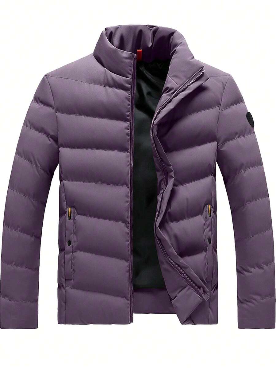 Manfinity Homme Men's Loose Fit Zip Up Padded Coat - Purple - View 1