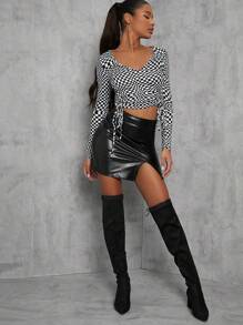 SHUZIA Faux Suede Over-the-Knee Block Heel Boots - Black - View 3