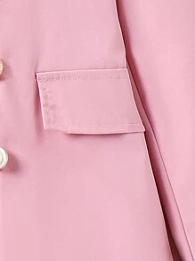 SHEIN Tween Girl Solid Tank Top & Skirt & Accessory Hat & Blazer - Pink - View 4