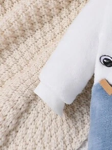 SHEIN Baby Boy Cartoon Embroidery 3D Ear Design Hooded Zipper Front Fleece Costume Jumpsuit - Multicolor - View 5