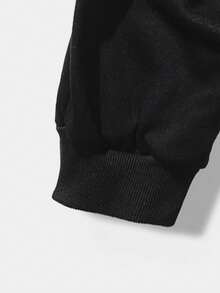 ROMWE MEN Prep 男士字母印花束口褲 - 黑色 - 查看 6