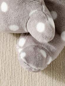 女嬰卡通刺繡3D耳朵設計連帽法蘭絨包腳睡衣套裝