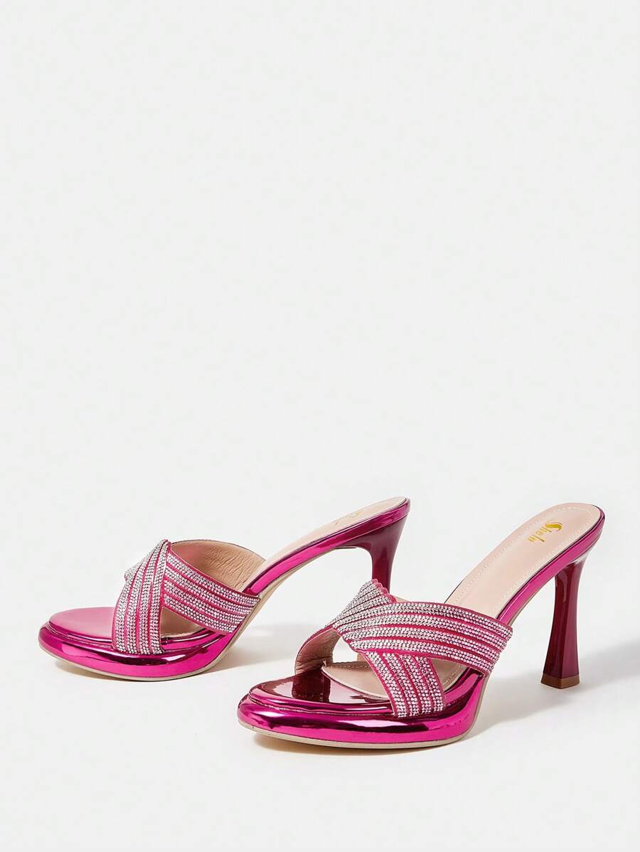 SheIn SXY 時尚女士們高跟鞋涼鞋 - 玫紅色 - 查看 1