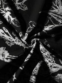 SHEIN LUNE Plus Floral Print Cut Out Tank Dress - Black - View 3