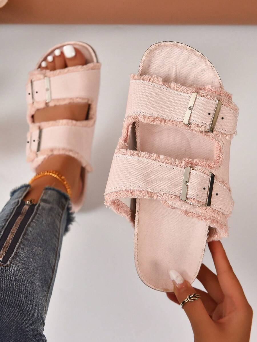Thời trang Màu hồng Dép xăng đan Đối với phụ nữ , Đồ trang trí khóa Xén Thô Dép xăng đan
