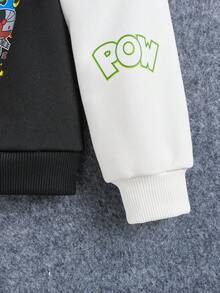 JUSTICE LEAGUE X SHEIN Chàng trai trẻ Cartoon & Đồ họa chữ cái Tay Raglan Áo nỉ - Nhiều màu - Xem 3