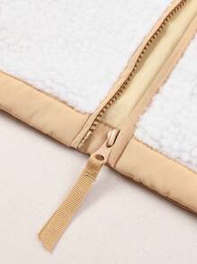 Manfinity Sport Corelite 男士拼接面拉鏈開襟絨毛戶外夾克 - 白色 - 查看 7