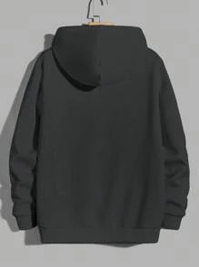 EURMUSE 秋冬季男士字母图案连帽衫 - 深灰色 - 查看 2