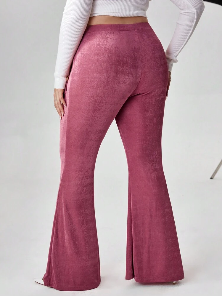 Plus Button Detail Flare Leg Pants