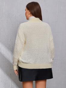 SHEIN Clasi Cárdigan sobrecalzado de talla grande - Albaricoque - Ver 2