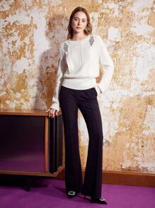 MOTF PREMIUM Pha lê Trình bày Áo len - Màu be - Xem 8