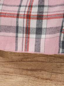 SHEIN 女小童格紋印花腰帶襯衫洋裝