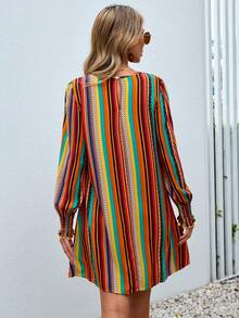 SHEIN VCAY In sọc Đầm Tunic - Nhiều màu - Xem 2