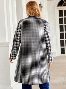 SHEIN Franclia Hơn In Houndstooth Đôi ngực Áo khoác - Đen và trắng - Xem 2