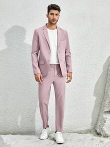 Manfinity NiteLyfe Nam Túi nghiêng Chất rắn Quần tây - Hồng - Xem 3