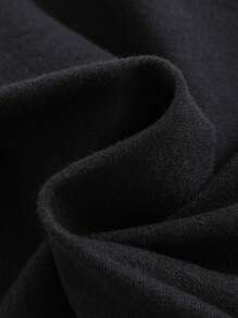 SHEIN Baby Girl Letter Graphic Contrast Mesh Ruffle Trim Tee - Black - View 4