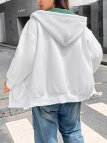 Flirla Plus Size Letter Graphic Drop Shoulder Sweatshirt Graduation,Back To School,Graduation,Teacher For Women,Back To School Pullover Fall Sweatshirt - White - View 2