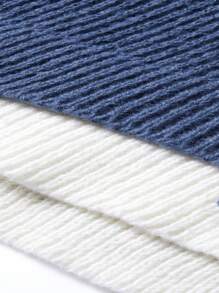 Manfinity Nam Viền tương phản Thả vai Đồ đan Ribbed Áo len - Màu xanh lam - Xem 7