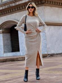 SHEIN Clasi Kleid mit Twist vorne, Schlitz am Saum,