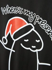 Manfinity Men Christmas Letter Graphic Tee - Black - View 4