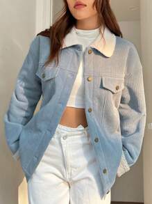 SHEIN EZwear Drop Shoulder Teddy Lined Long Sleeve Zip Up Red PU Leather Barn Jacket For Winter