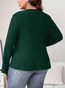 SHEIN Clasi Hơn Chất rắn Mở Mặt trước Áo khoác - Màu xanh lá cây đậm - Xem 2