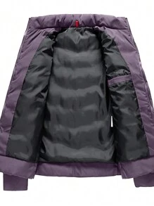 Manfinity Homme Men's Loose Fit Zip Up Padded Coat - Purple - View 4