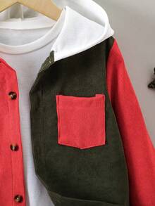 SHEIN Young Boy Colorblock Patched Pocket Hooded Shirt Without Tee - Multicolor - View 6