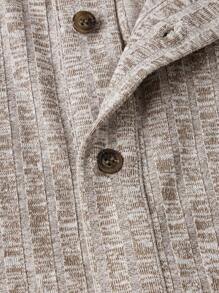 GENTILAND Men Marled Knit Half Button Tee - Khaki - View 4