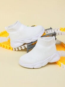 Baby Simple Style High-top Fabric Athletic Shoes, Fashionable And Versatile - White - View 3