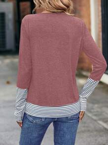 EMERY ROSE Sọc tương phản In Tee 2 trong1 - Hồng - Xem 2