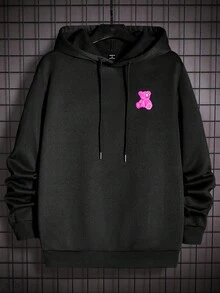 Manfinity RebelGame Nam In Gấu áo có mũ Giải trí Áo nỉ - màu đen - Xem 2