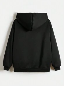 ROMWE Grunge Punk In Bộ xương Áo Zip Up Hoodie - màu đen - Xem 2