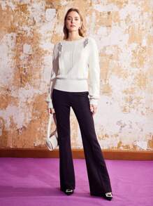 MOTF PREMIUM Pha lê Trình bày Áo len - Màu be - Xem 5