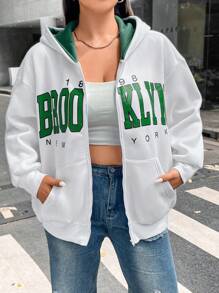 Flirla Plus Size Letter Graphic Drop Shoulder Sweatshirt Graduation,Back To School,Graduation,Teacher For Women,Back To School Pullover Fall Sweatshirt - White - View 1