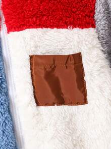 Baby Boy Colorblock Zip Up Pocket Patched Teddy Coat Autumn Fall - Multicolor - View 6