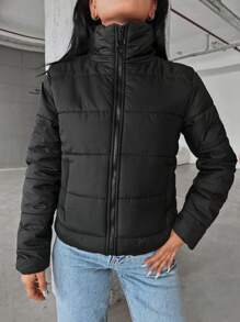 EURMUSE Women's Padded Jacket With Pockets - Black - View 6