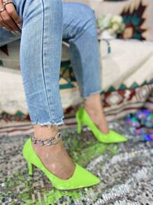 Women's High Heels Elegant Solid Color Pumps - Green - View 3