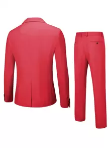 Manfinity AFTRDRK 男士純色雙開衩翻領西裝套裝