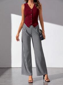 SHEIN Tall Solid Button Front Vest Blazer In Fall/Winter