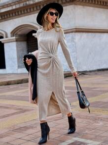 SHEIN Clasi Kleid mit Twist vorne, Schlitz am Saum,