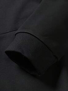 ROMWE MEN Street Life Các bạn Đồ họa chữ và số Thả vai Dây rút Hoodie - màu đen - Xem 3